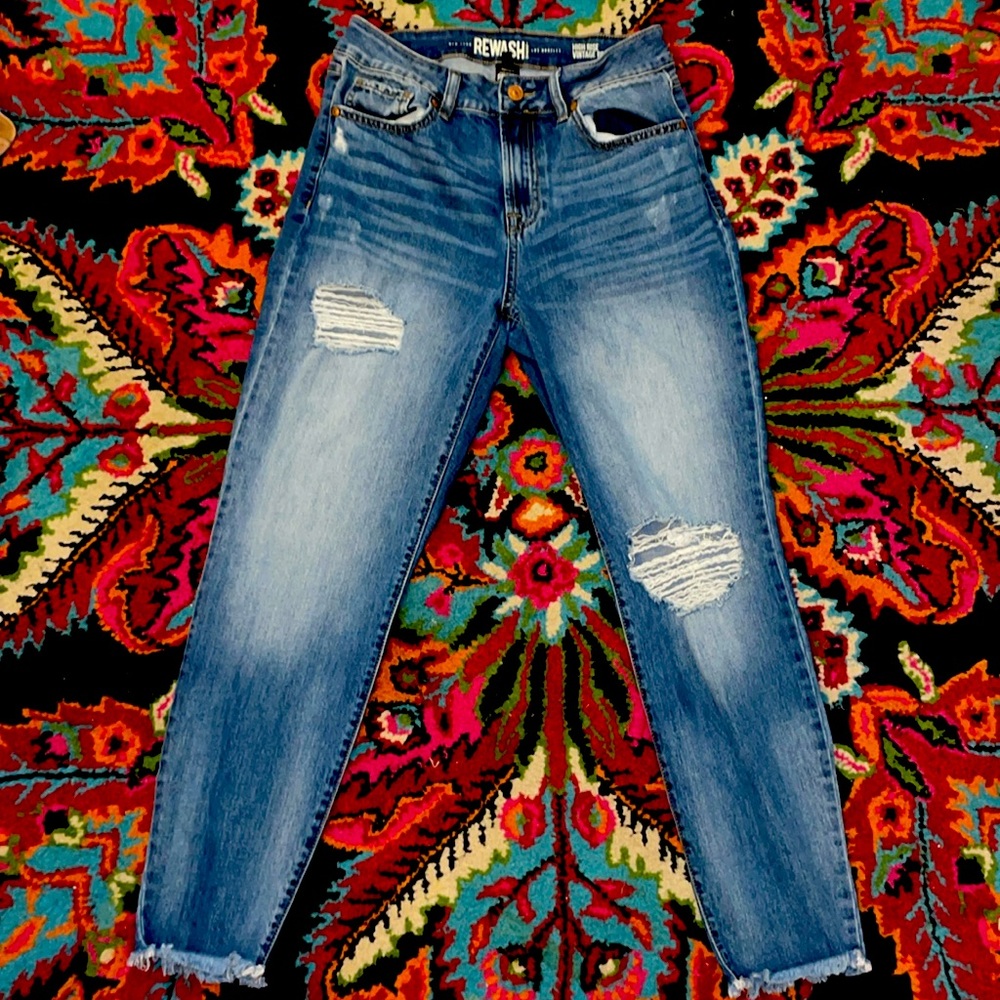 Rewash High Rise Vintage Reunion Distressed Jeans 7